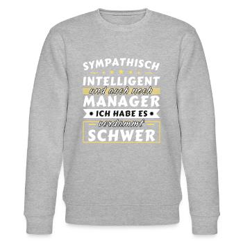 Sympathisch und intelligent - Manager Edition - Stanley/Stella Unisex Bio-Sweatshirt CHANGER  - Grau meliert - Vorne - Nik (191cm) & Marisol (170cm)