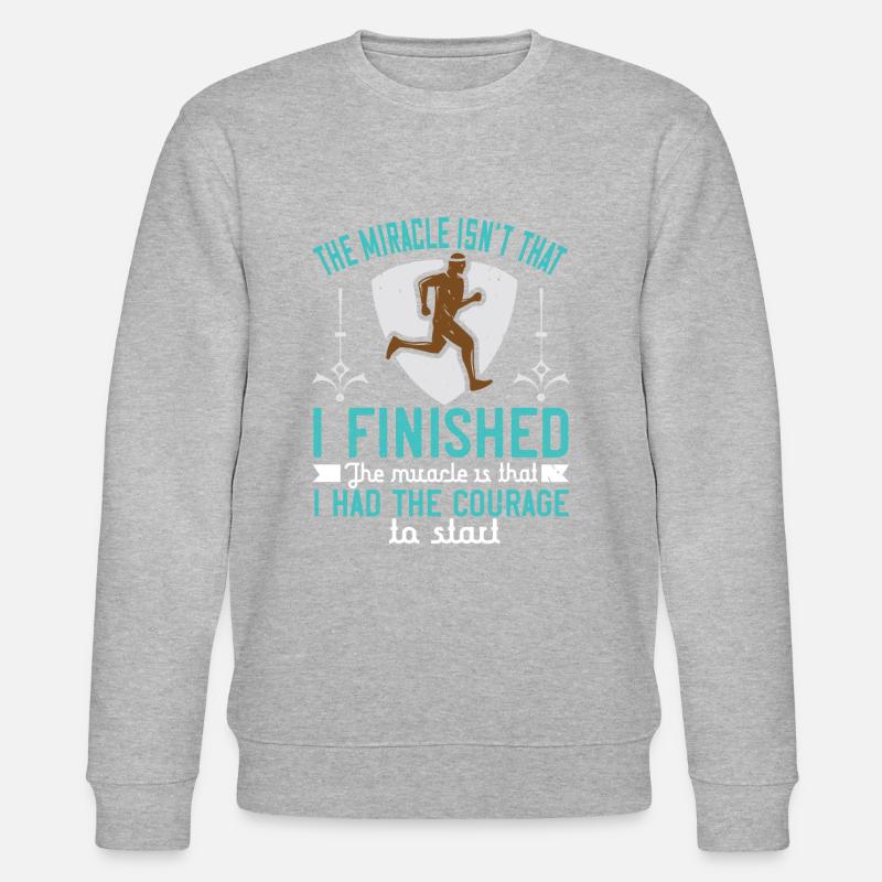 Le miracle ce n'est pas de finir - Humour courir - Sweat bio CHANGER Stanley/Stella Unisexe - gris chiné