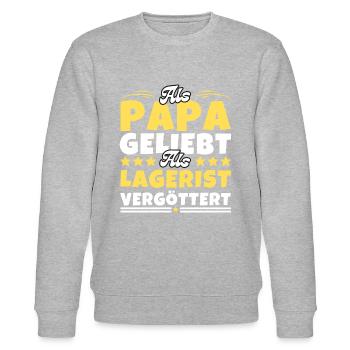 Als Papa geliebt, als Lagerist vergöttert - Stanley/Stella Unisex Bio-Sweatshirt CHANGER  - Grau meliert - Vorne - Nik (191cm) & Marisol (170cm)