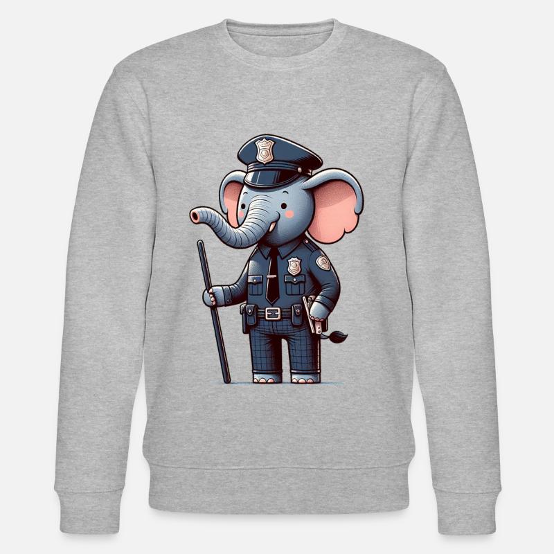 Officier de police éléphant mignon - Sweat bio CHANGER Stanley/Stella Unisexe - gris chiné