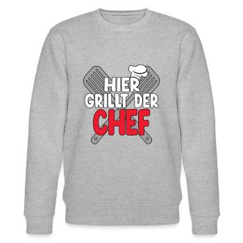 Hier Grillt Der Chef - Stanley/Stella Unisex Bio-Sweatshirt CHANGER  - Grau meliert - Vorne - Nik (191cm) & Marisol (170cm)
