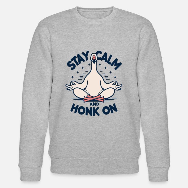 Restez calme oie - Sweat bio CHANGER Stanley/Stella Unisexe - gris chiné