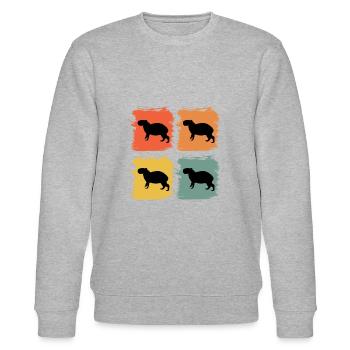 Capybara Wildtier Tier Retro Pop Art Geschenkidee - Stanley/Stella Unisex Bio-Sweatshirt CHANGER  - Grau meliert - Vorne - Nik (191cm) & Marisol (170cm)