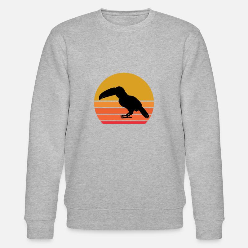 Retro Sonne Tukan Vogel Geschenkidee - Stanley/Stella Unisex Bio-Sweatshirt CHANGER  - Grau meliert