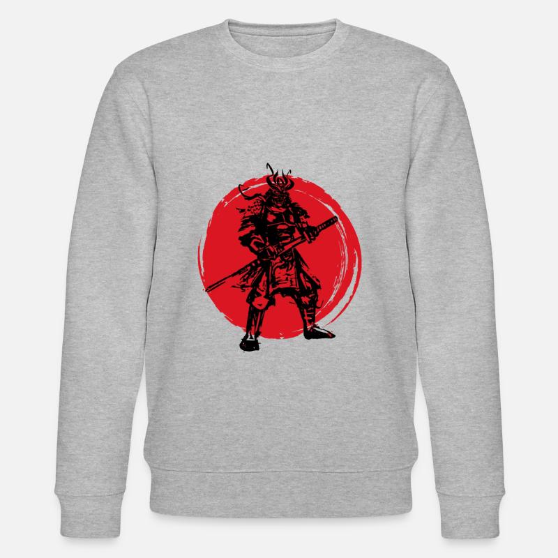 Samurai Japanischer Krieger Blutmond Design - Stanley/Stella Unisex Bio-Sweatshirt CHANGER  - Grau meliert