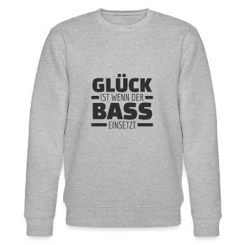 Glück ist wenn der Bass einsetzt! Techno Raver - Stanley/Stella Unisex Bio-Sweatshirt CHANGER  - Grau meliert - Vorne - Nik (191cm) & Marisol (170cm)