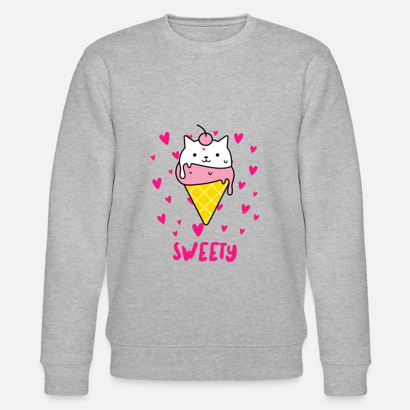 Sweety - Ice Cream Cat - Stanley/Stella Unisex Bio-Sweatshirt CHANGER  - Grau meliert