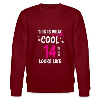 14. Geburtstag 14 Jahre Geschenk - Stanley/Stella Unisex Bio-Sweatshirt CHANGER  - Burgunderrot - Vorne - Nik (191cm) & Marisol (170cm)
