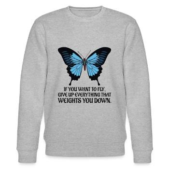 Schmetterling bunt Blume Raupe Natur - Stanley/Stella Unisex Bio-Sweatshirt CHANGER  - Grau meliert - Vorne - Nik (191cm) & Marisol (170cm)