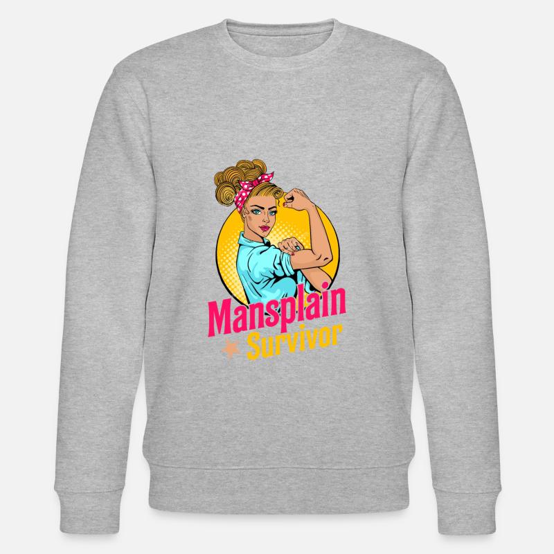Mansplain Survivor - Stanley/Stella Unisex Bio-Sweatshirt CHANGER  - Grau meliert