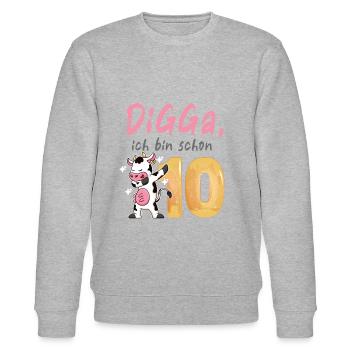 DIGGA, ich bin schon 10 - Stanley/Stella Unisex Bio-Sweatshirt CHANGER  - Grau meliert - Vorne - Nik (191cm) & Marisol (170cm)