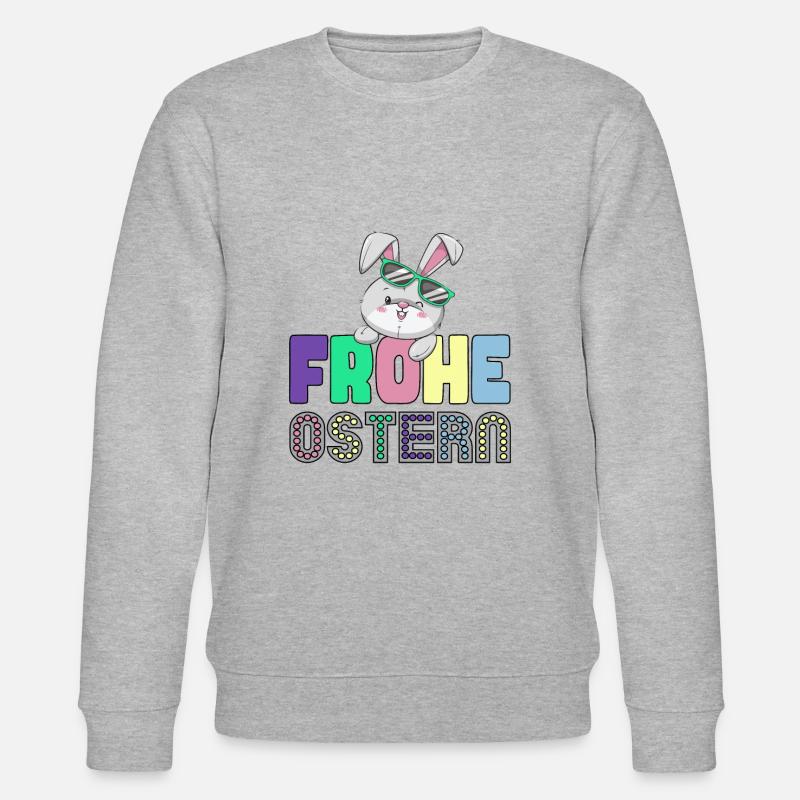 Frohe Ostern - Happy Easter - Osterhase - Stanley/Stella Unisex Bio-Sweatshirt CHANGER  - Grau meliert