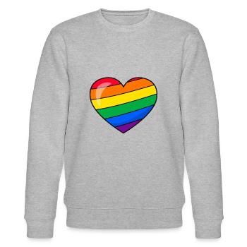 Pride LGBTQ Herz - Stanley/Stella Unisex Bio-Sweatshirt CHANGER  - Grau meliert - Vorne - Nik (191cm) & Marisol (170cm)