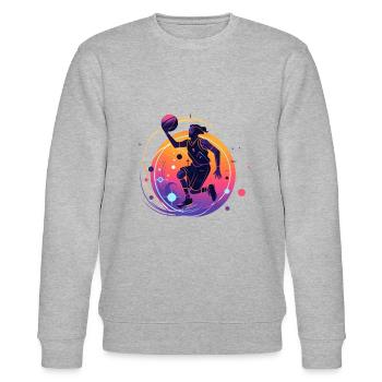 BASKETBALL für immer! - Stanley/Stella Unisex Bio-Sweatshirt CHANGER  - Grau meliert - Vorne - Nik (191cm) & Marisol (170cm)