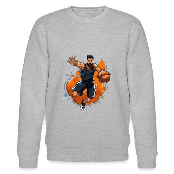 BASKETBALL für immer! - Stanley/Stella Unisex Bio-Sweatshirt CHANGER  - Grau meliert - Vorne - Nik (191cm) & Marisol (170cm)