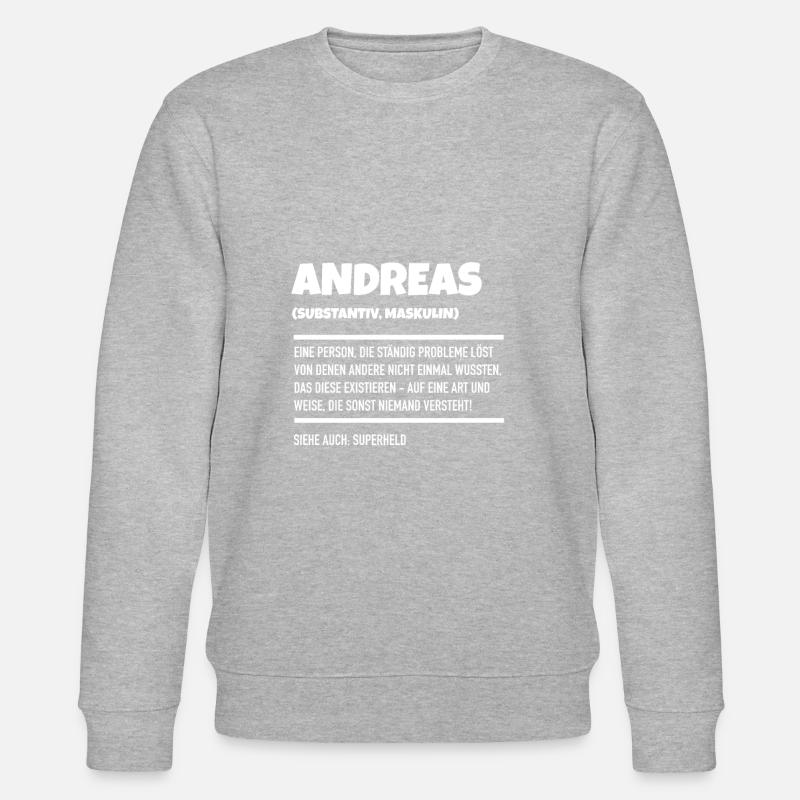 Andreas Name Geschenk - Stanley/Stella Unisex Bio-Sweatshirt CHANGER  - Grau meliert