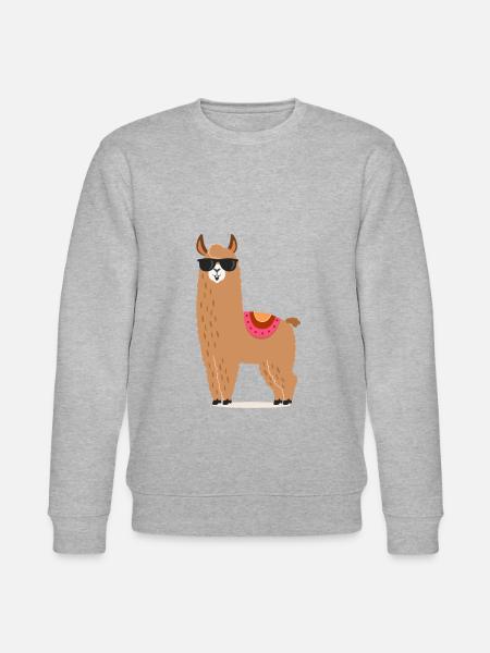 Happy Life Llama T-Shirt Alpaca - Stanley/Stella CHANGER Unisex Organic Sweatshirt - heather grey