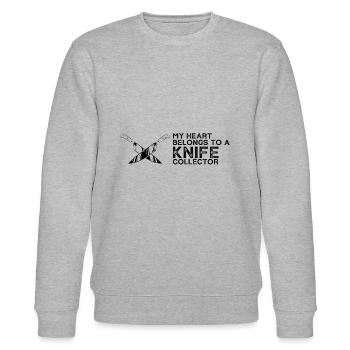 Mein Herz gehört einem Messersammler Messerfan - Stanley/Stella Unisex Bio-Sweatshirt CHANGER  - Grau meliert - Vorne - Nik (191cm) & Marisol (170cm)