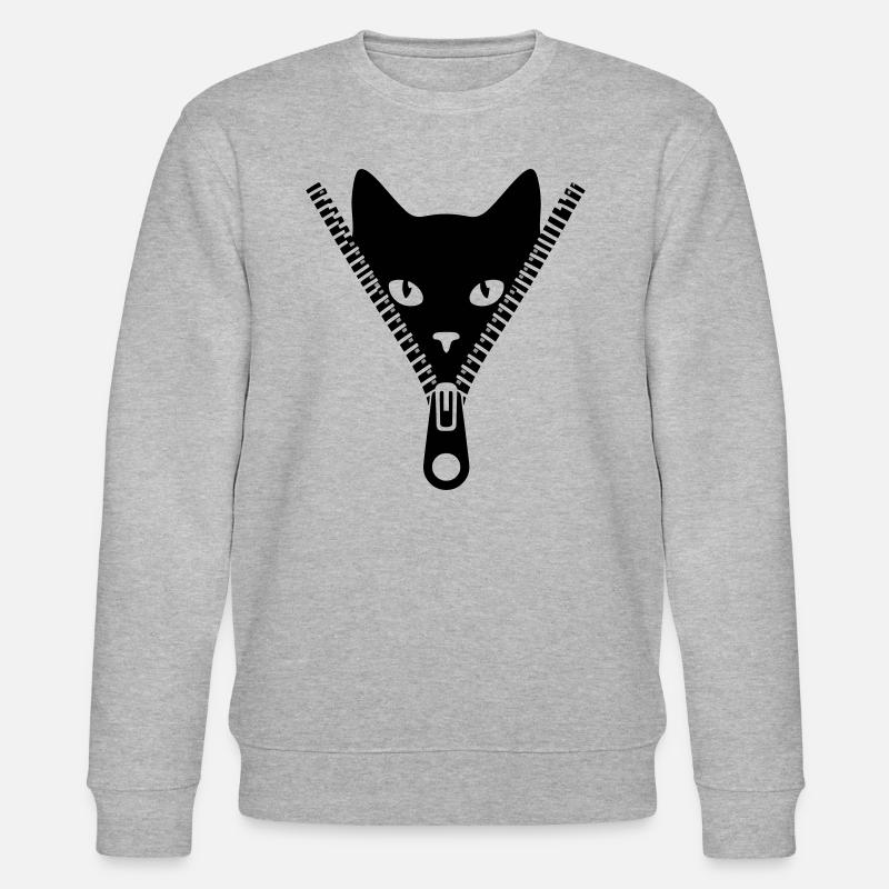 Petit chat caché dans une fermeture éclair - Sweat bio CHANGER Stanley/Stella Unisexe - gris chiné