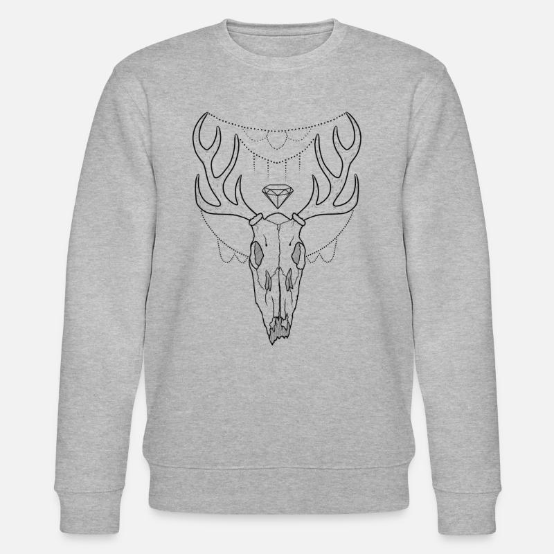 Hirschgeweih Schädel Lineart-Design - Stanley/Stella Unisex Bio-Sweatshirt CHANGER  - Grau meliert
