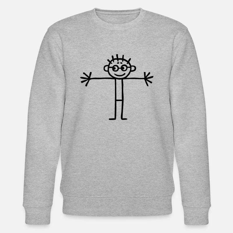 Kinderbild Strichmännchen Junge Bub Schulkind - Stanley/Stella Unisex Bio-Sweatshirt CHANGER  - Grau meliert