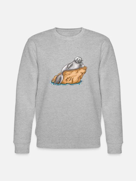 Meerverliebte Robbe | Yolo-Artwork - Stanley/Stella Unisex Bio-Sweatshirt CHANGER  - Grau meliert