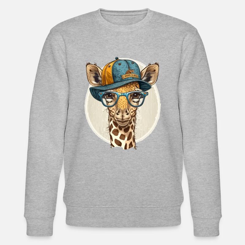 Modische Giraffe - Stanley/Stella Unisex Bio-Sweatshirt CHANGER  - Grau meliert