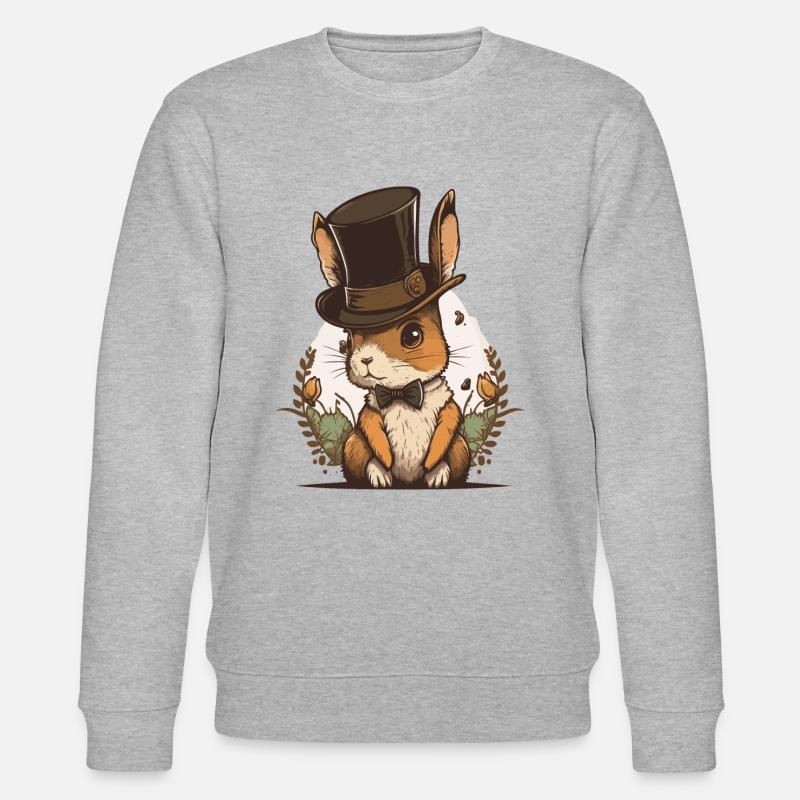 Top Hat Rabbit - Stanley/Stella CHANGER Unisex Organic Sweatshirt - heather grey