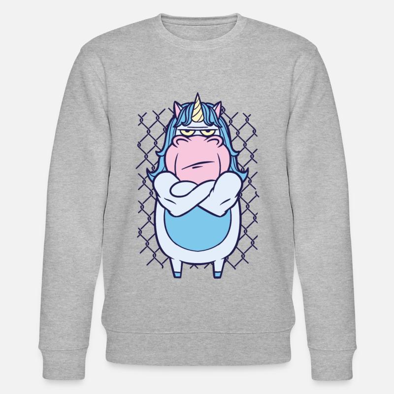 Wütendes Einhorn Geschenk - Stanley/Stella Unisex Bio-Sweatshirt CHANGER  - Grau meliert
