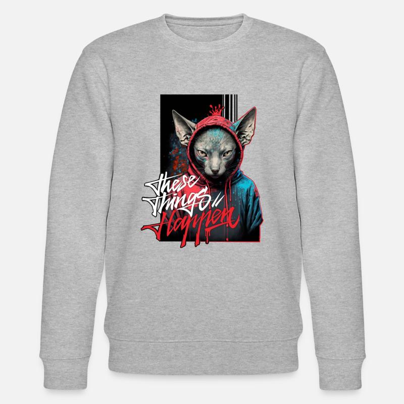 Graffiti de chat Sphinx - Sweat bio CHANGER Stanley/Stella Unisexe - gris chiné