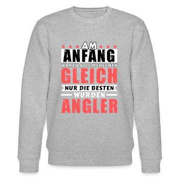 Am Anfang waren alle gleich - Angler Edition - Stanley/Stella Unisex Bio-Sweatshirt CHANGER  - Grau meliert - Vorne - Nik (191cm) & Marisol (170cm)
