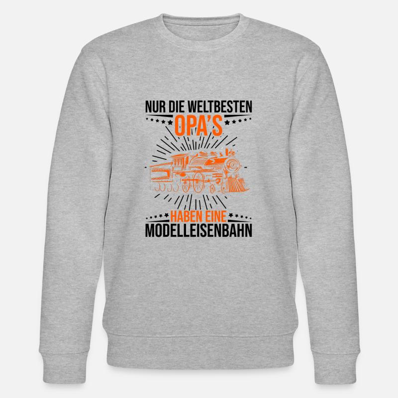 Weltbester Modelleisenbahn Opa - Stanley/Stella Unisex Bio-Sweatshirt CHANGER  - Grau meliert