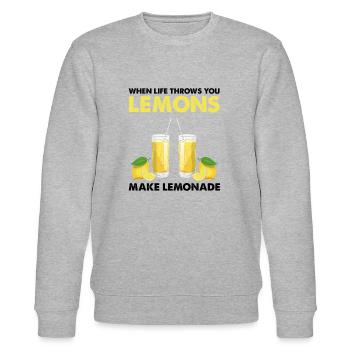 Lemonade Zitrone Limonade Limonaden Stand Design - Stanley/Stella Unisex Bio-Sweatshirt CHANGER  - Grau meliert - Vorne - Nik (191cm) & Marisol (170cm)