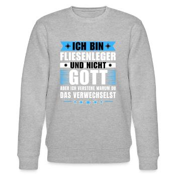 Ich bin Fliesenleger und nicht Gott - Stanley/Stella Unisex Bio-Sweatshirt CHANGER  - Grau meliert - Vorne - Nik (191cm) & Marisol (170cm)