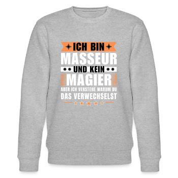 Ich bin Masseur und kein Magier - Stanley/Stella Unisex Bio-Sweatshirt CHANGER  - Grau meliert - Vorne - Nik (191cm) & Marisol (170cm)