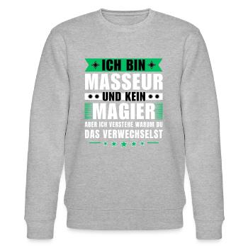 Ich bin Masseur und kein Magier - Stanley/Stella Unisex Bio-Sweatshirt CHANGER  - Grau meliert - Vorne - Nik (191cm) & Marisol (170cm)