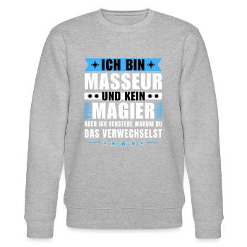 Ich bin Masseur und kein Magier - Stanley/Stella Unisex Bio-Sweatshirt CHANGER  - Grau meliert - Vorne - Nik (191cm) & Marisol (170cm)