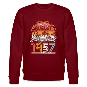 Août 1957 Vintage Anniversaire Rétro - Sweat bio CHANGER Stanley/Stella Unisexe - bordeaux - Devant - Nik (191cm) & Marisol (170cm)