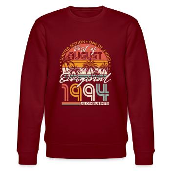 Août 1994 Vintage Anniversaire Rétro - Sweat bio CHANGER Stanley/Stella Unisexe - bordeaux - Devant - Nik (191cm) & Marisol (170cm)