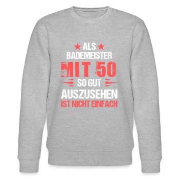At 50 good-looking lifeguard - Stanley/Stella CHANGER Unisex Organic Sweatshirt - heather grey - Front - Nik (191cm) & Marisol (170cm)
