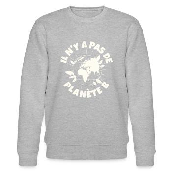Es gibt keinen Planeten B - Stanley/Stella Unisex Bio-Sweatshirt CHANGER  - Grau meliert - Vorne - Nik (191cm) & Marisol (170cm)