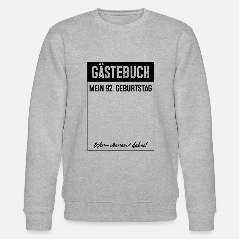 Gästebuch 92 Jahre 92. Geburtstag - Stanley/Stella Unisex Bio-Sweatshirt CHANGER  - Grau meliert
