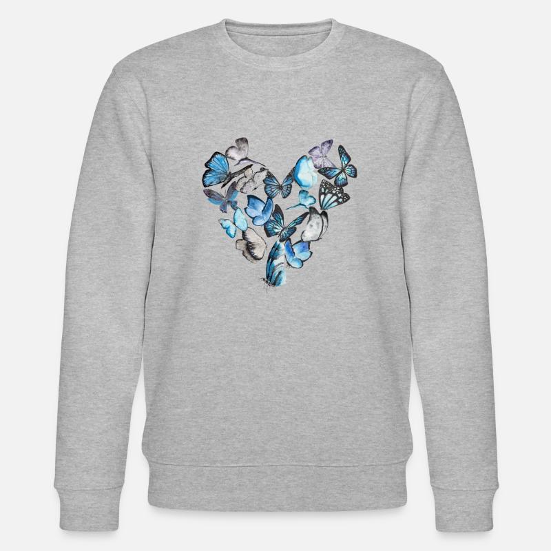 Ein Herz aus Schmetterlingen - Stanley/Stella Unisex Bio-Sweatshirt CHANGER  - Grau meliert