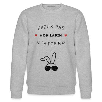J'peux pas mon lapin - Sweat bio CHANGER Stanley/Stella Unisexe - gris chiné - Devant - Nik (191cm) & Marisol (170cm)