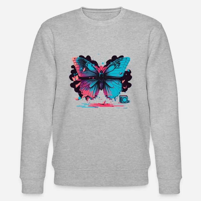 Neon Schmetterling - Stanley/Stella Unisex Bio-Sweatshirt CHANGER  - Grau meliert