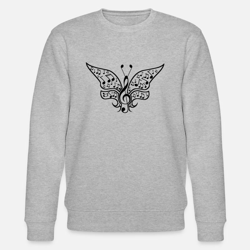 Funny Butterfly musical notes - Stanley/Stella CHANGER Unisex Organic Sweatshirt - heather grey
