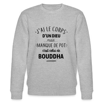 Bouddha - Sweat bio CHANGER Stanley/Stella Unisexe - gris chiné - Devant - Nik (191cm) & Marisol (170cm)