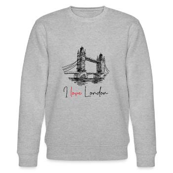 Love London – Skizze der Tower Bridge | Reise-T-Shirt - Stanley/Stella Unisex Bio-Sweatshirt CHANGER  - Grau meliert - Vorne - Nik (191cm) & Marisol (170cm)