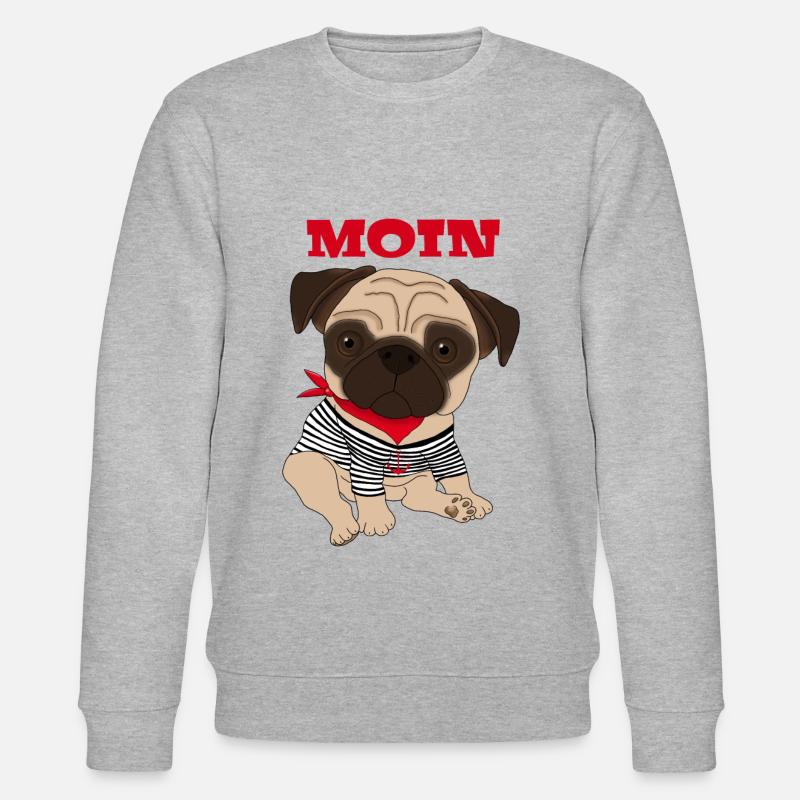 Moin Mops Hund Geschenkidee - Stanley/Stella Unisex Bio-Sweatshirt CHANGER  - Grau meliert