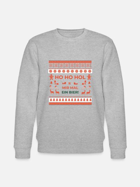 Lustiger Weihnachtspullover - Bier - Stanley/Stella Unisex Bio-Sweatshirt CHANGER  - Grau meliert